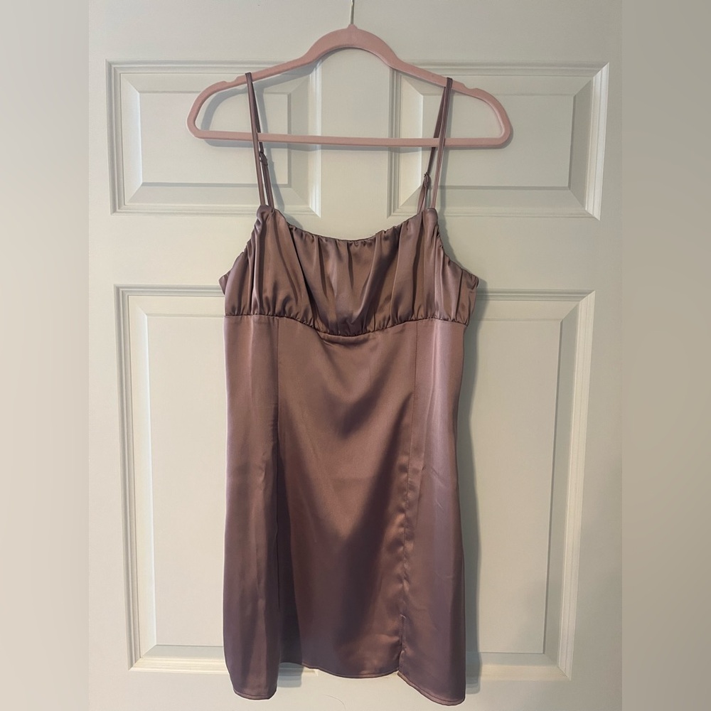 Forever 21 Satin Mini Dress in Mauve Pink